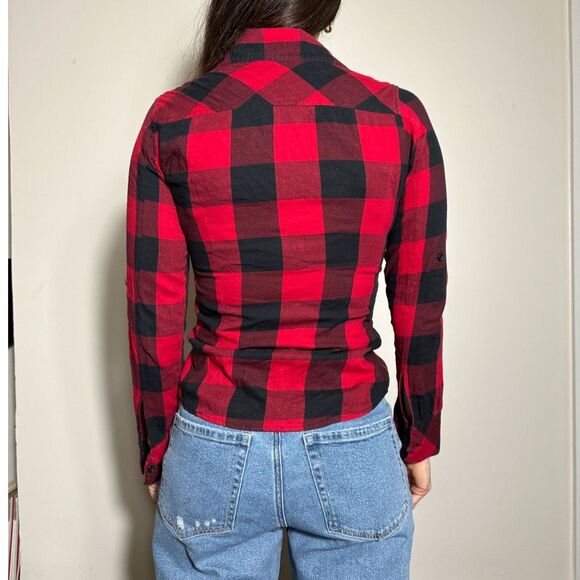 Thread and Supply Red Black Flannel Button Down Longsleeve Top Size Small - Picture 2 of 3